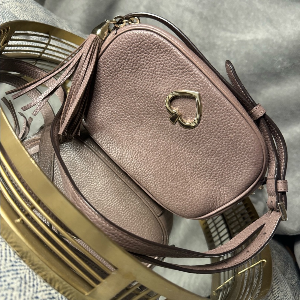Kate Spade Pebbled Leather Crossbody camera Bag | Mauve
